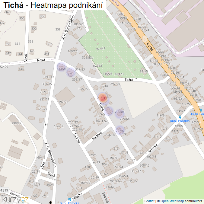Mapa Tichá - Firmy v ulici.