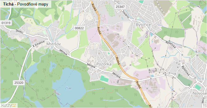 Tichá - záplavové mapy stoleté vody