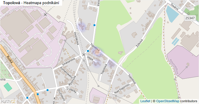 Topolová - mapa podnikání