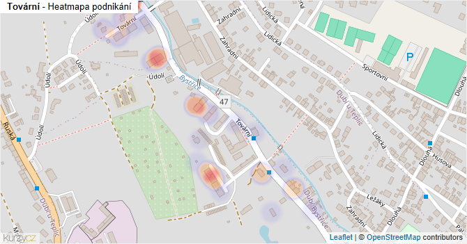 Tovární - mapa podnikání
