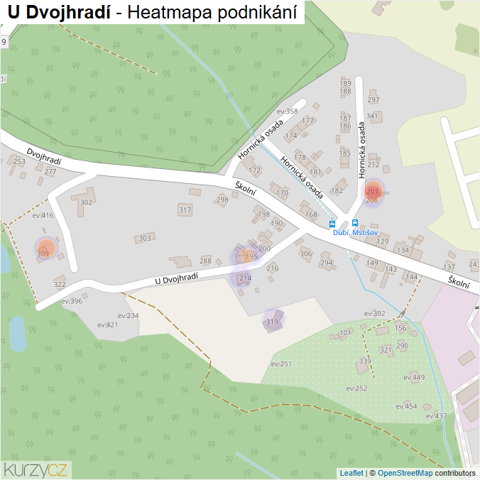 Mapa U Dvojhradí - Firmy v ulici.