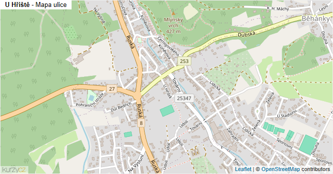 U Hřiště - mapa ulice