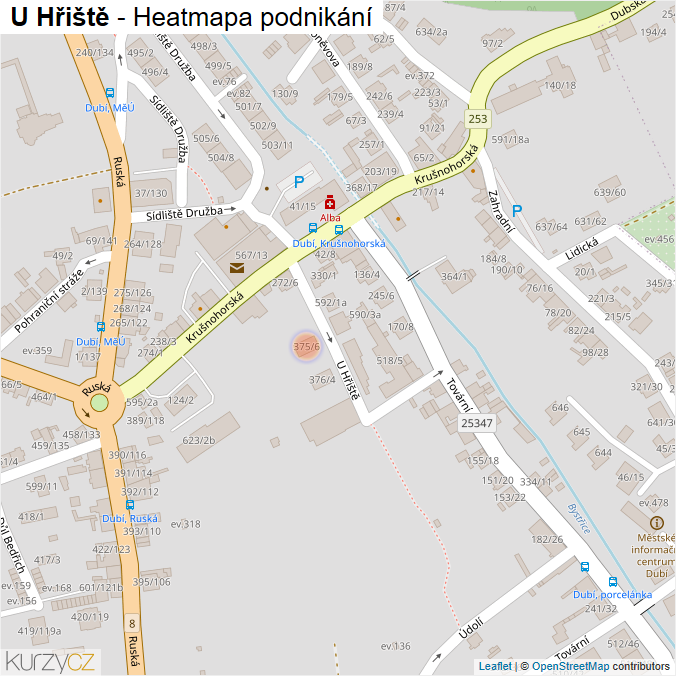 Mapa U Hřiště - Firmy v ulici.