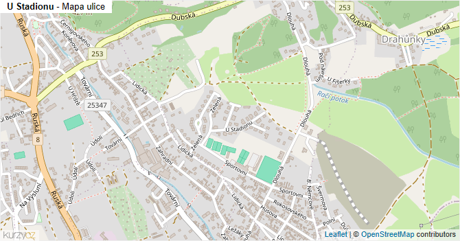 U Stadionu - mapa ulice