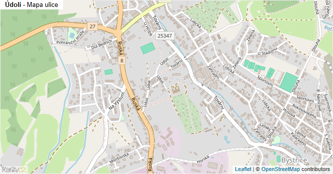 Údolí - mapa ulice