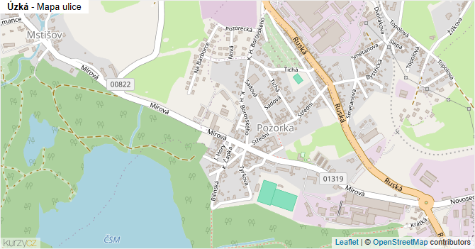 Úzká - mapa ulice