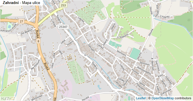 Zahradní - mapa ulice