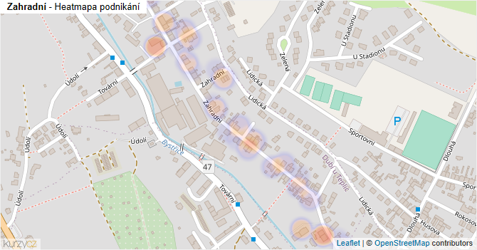 Zahradní - mapa podnikání