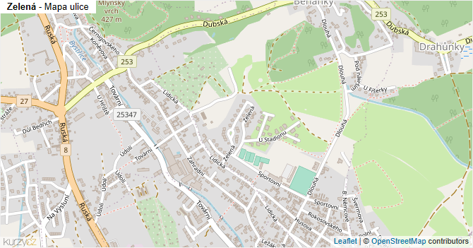 Zelená - mapa ulice