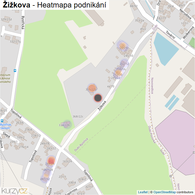 Mapa Žižkova - Firmy v ulici.