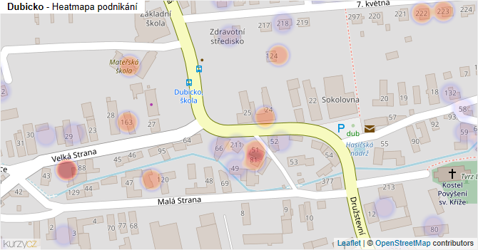 Dubicko - mapa podnikání