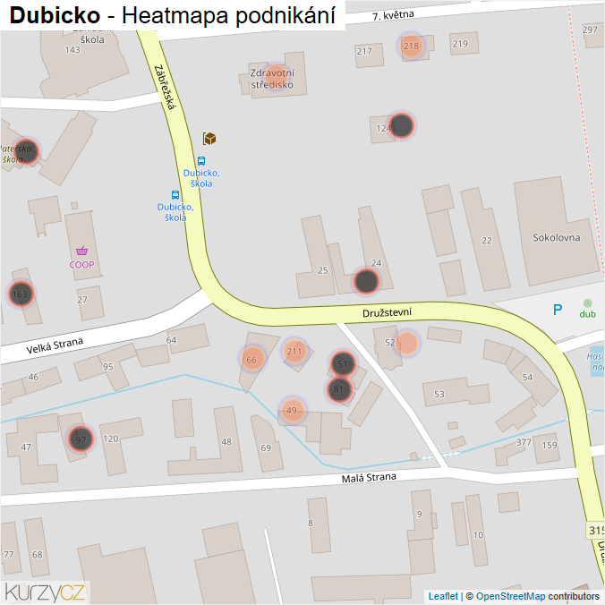 Mapa Dubicko - Firmy v obci.