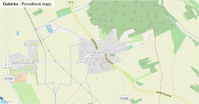 Dubicko - záplavové mapy stoleté vody