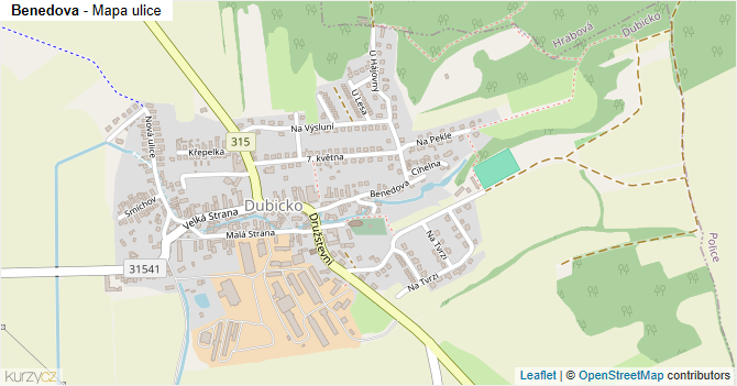 Benedova - mapa ulice