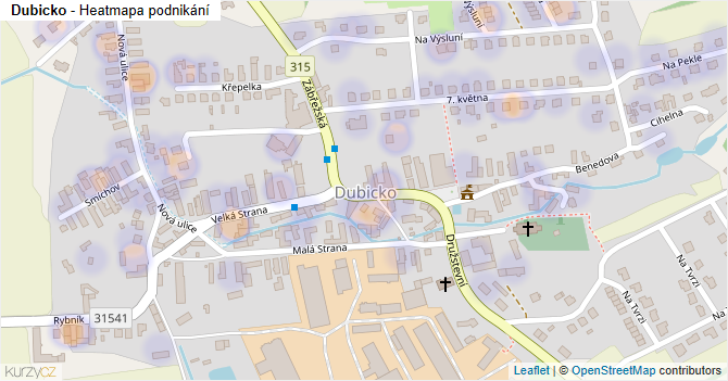 Dubicko - mapa podnikání