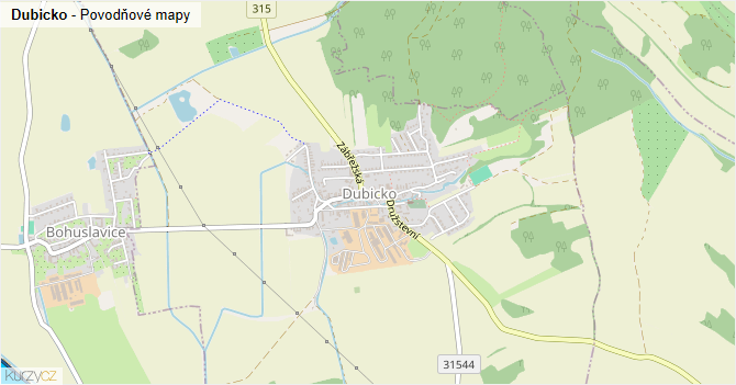 Dubicko - záplavové mapy stoleté vody