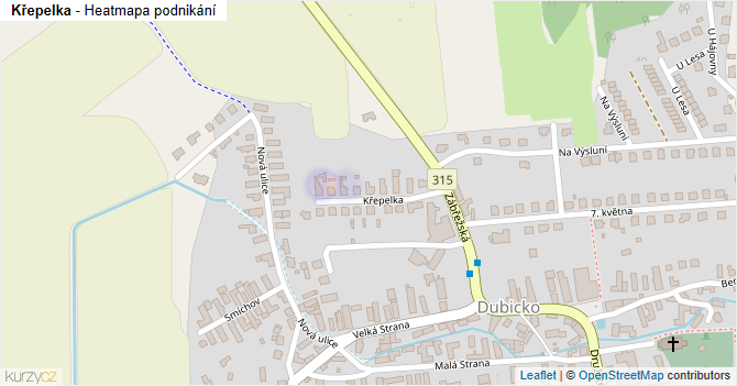 Křepelka - mapa podnikání