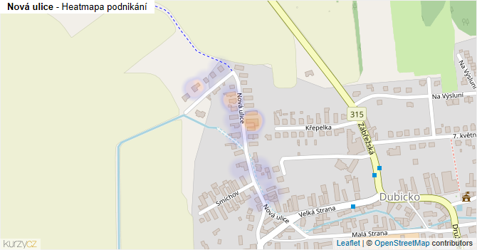 Nová ulice - mapa podnikání