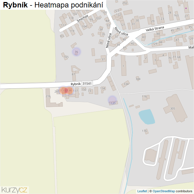 Mapa Rybník - Firmy v ulici.