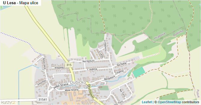 U Lesa - mapa ulice