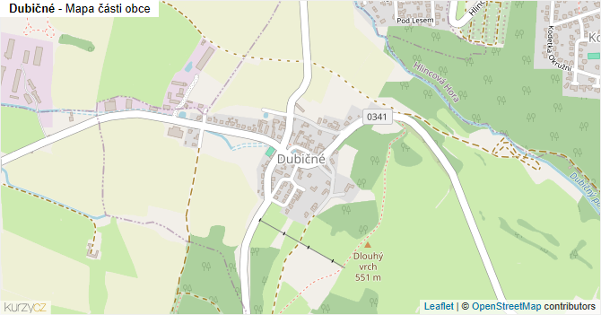 Dubičné - mapa části obce