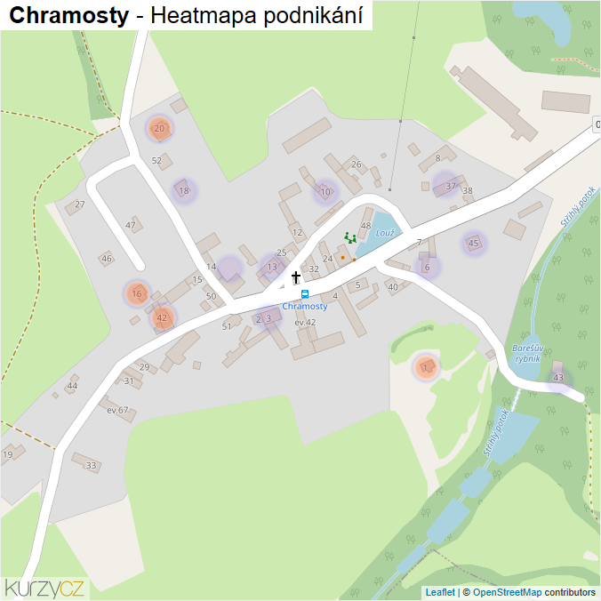Mapa Chramosty - Firmy v části obce.