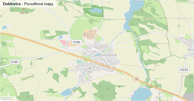 Dublovice - záplavové mapy stoleté vody