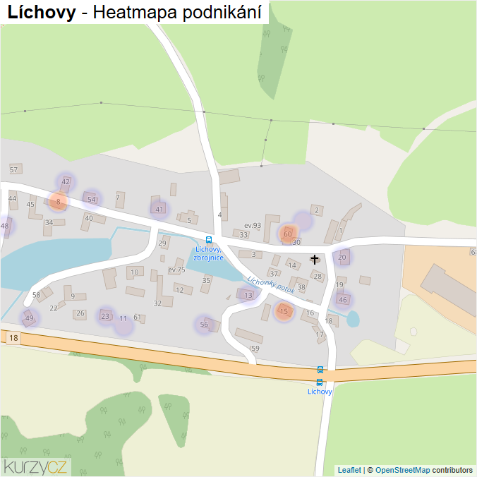 Mapa Líchovy - Firmy v části obce.