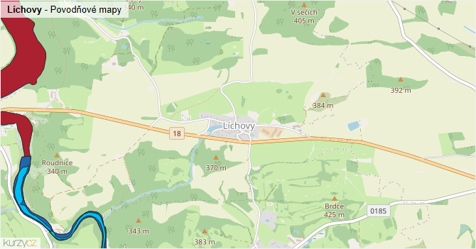 Líchovy - záplavové mapy stoleté vody