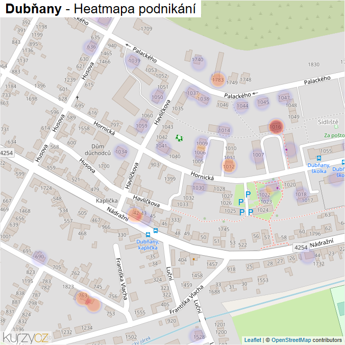Mapa Dubňany - Firmy v obci.
