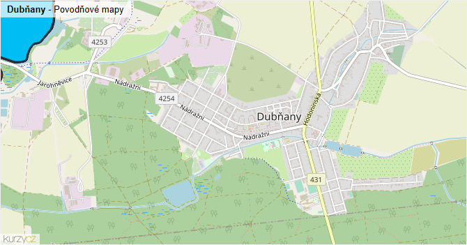 Dubňany - záplavové mapy stoleté vody