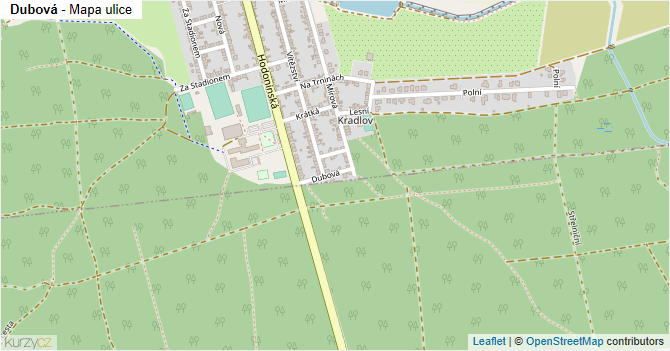 Dubová - mapa ulice