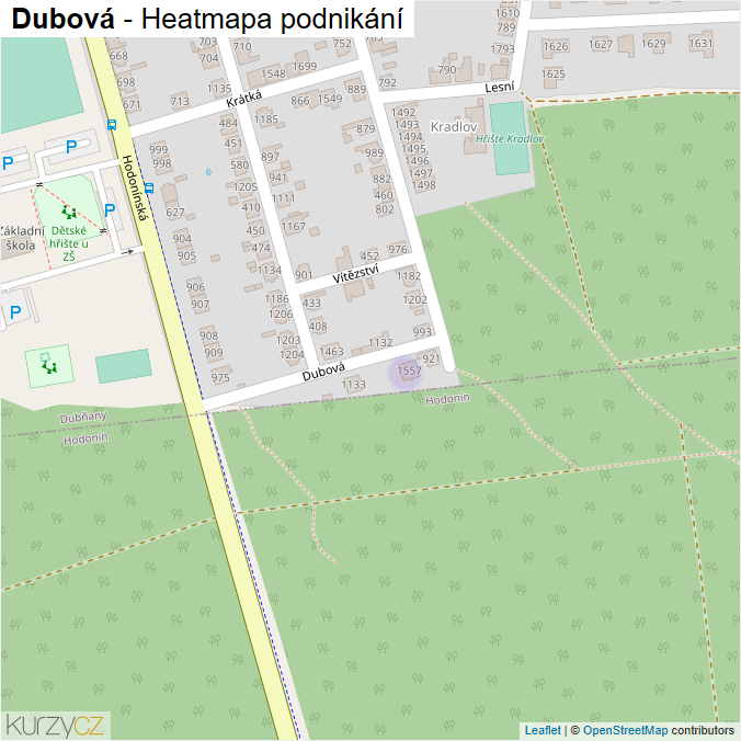 Mapa Dubová - Firmy v ulici.