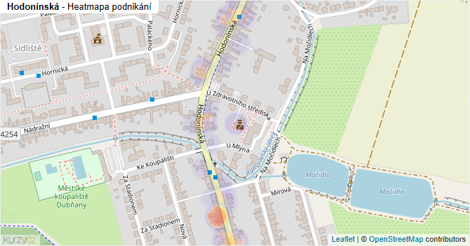 Hodonínská - mapa podnikání