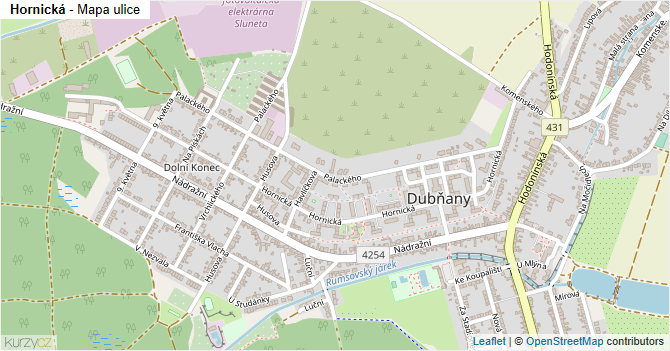 Hornická - mapa ulice
