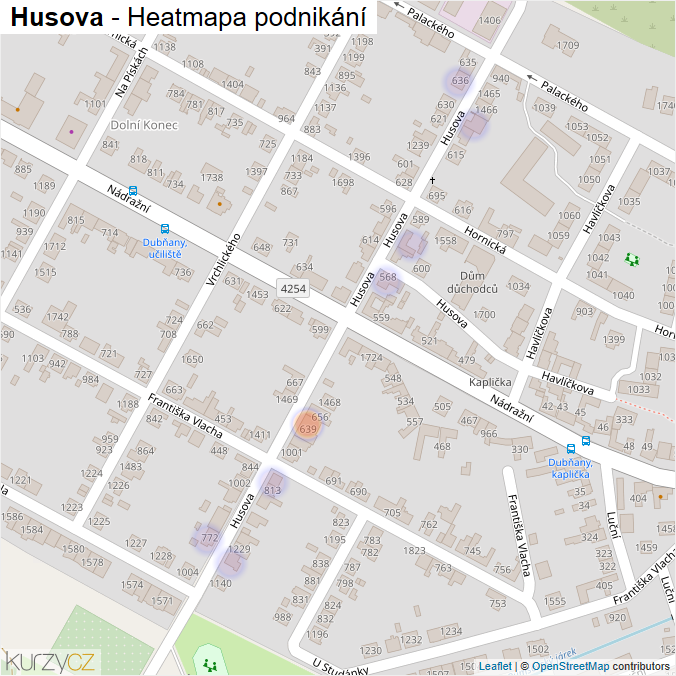 Mapa Husova - Firmy v ulici.