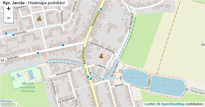 Kpt. Jaroše - mapa podnikání
