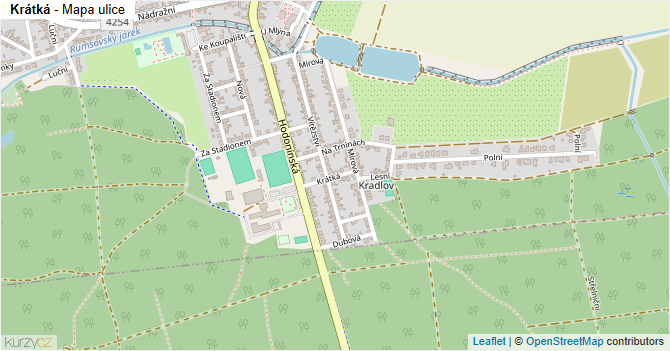 Krátká - mapa ulice