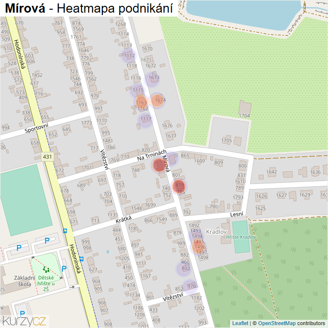 Mapa Mírová - Firmy v ulici.