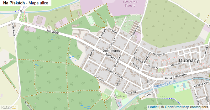 Na Pískách - mapa ulice