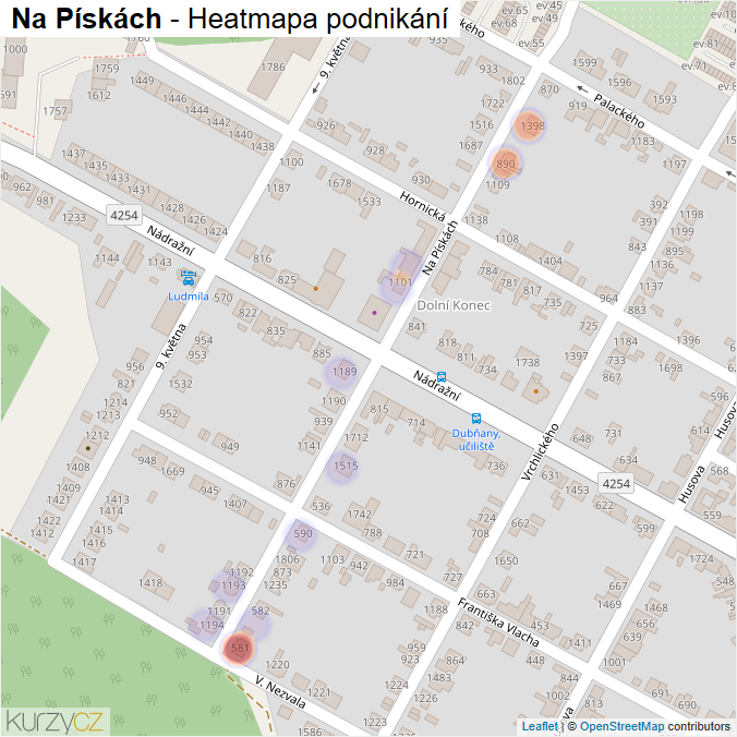 Mapa Na Pískách - Firmy v ulici.