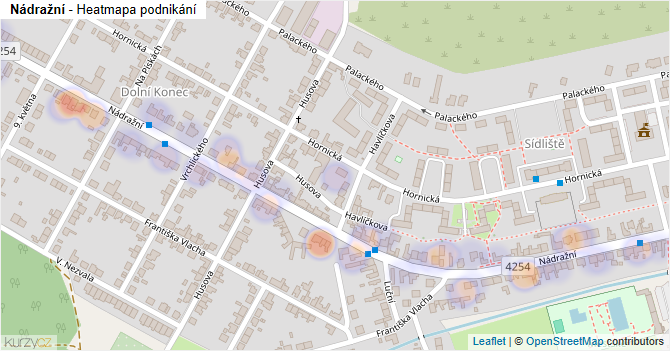 Nádražní - mapa podnikání