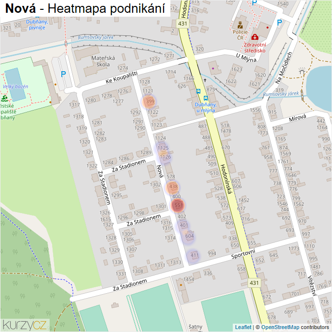 Mapa Nová - Firmy v ulici.