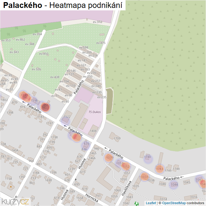 Mapa Palackého - Firmy v ulici.