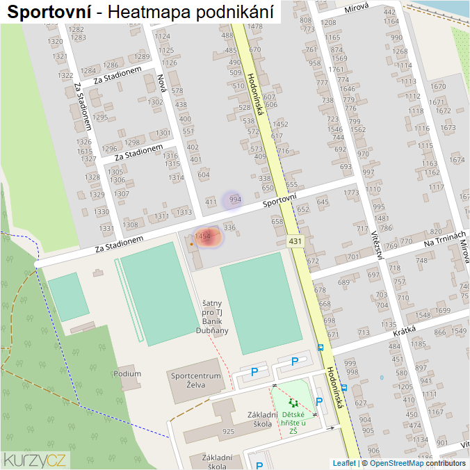 Mapa Sportovní - Firmy v ulici.
