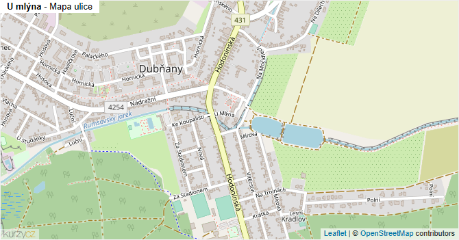 U mlýna - mapa ulice