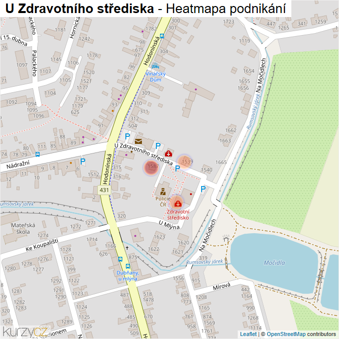 Mapa U Zdravotního střediska - Firmy v ulici.
