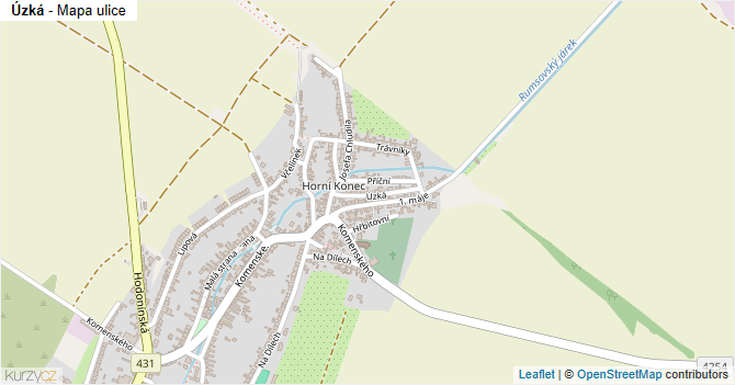 Úzká - mapa ulice