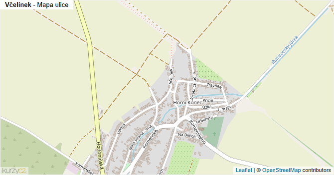 Včelínek - mapa ulice