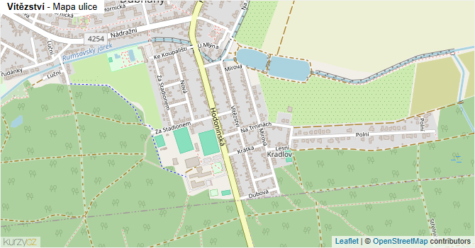 Vítězství - mapa ulice
